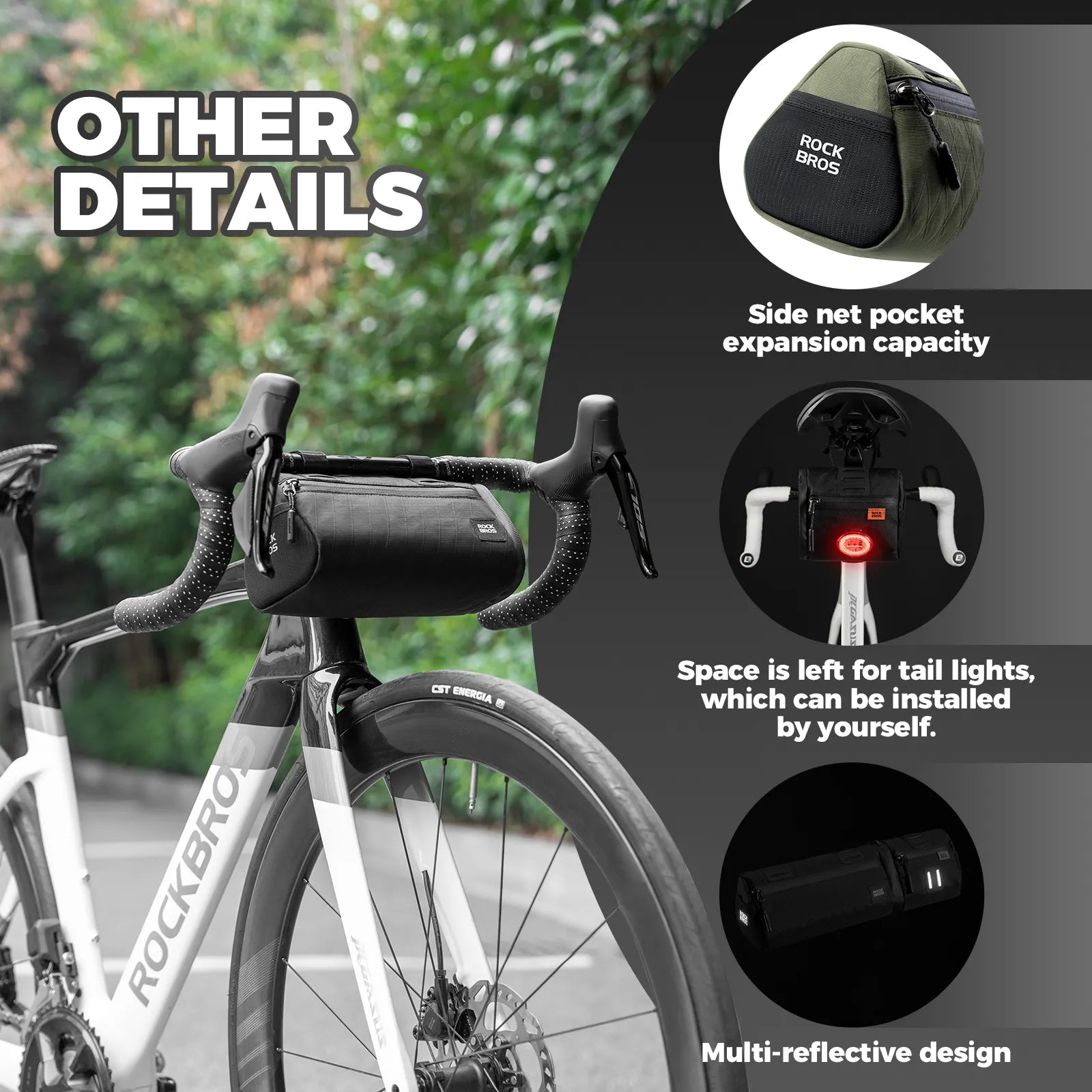 ROCKBROS 4-in-1 convertible bike bag that functions as a handlebar bag, frame bag, saddle bag, and shoulder bag