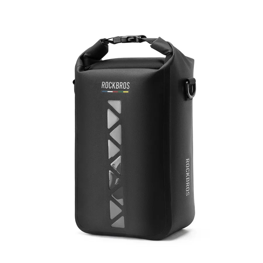 ROCKBROS 4L waterproof bike fork bag with quick-release mount for bikepacking, gravel riding, and outdoor cycling