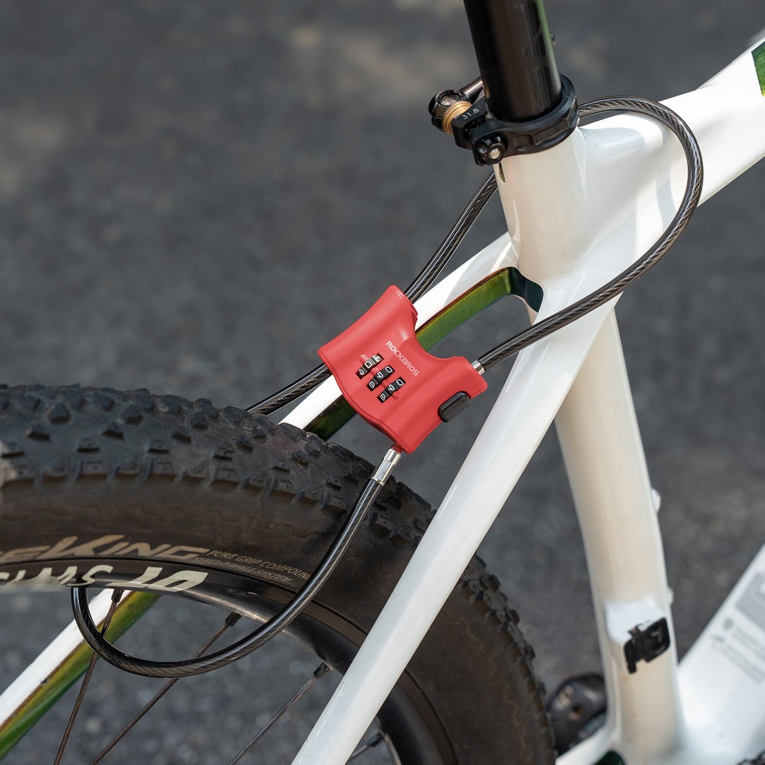 ROCKBROS 5.5mm steel cable bike lock with double loop for cycling anti-theft protection