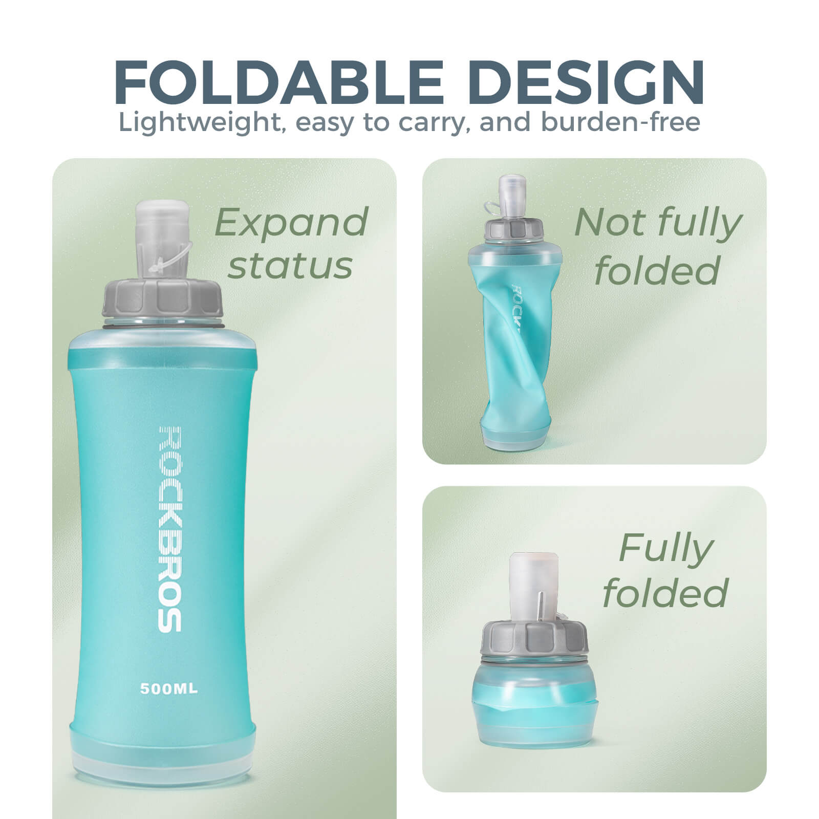 ROCKBROS 500ml water soft flask for running and outdoor hydration
