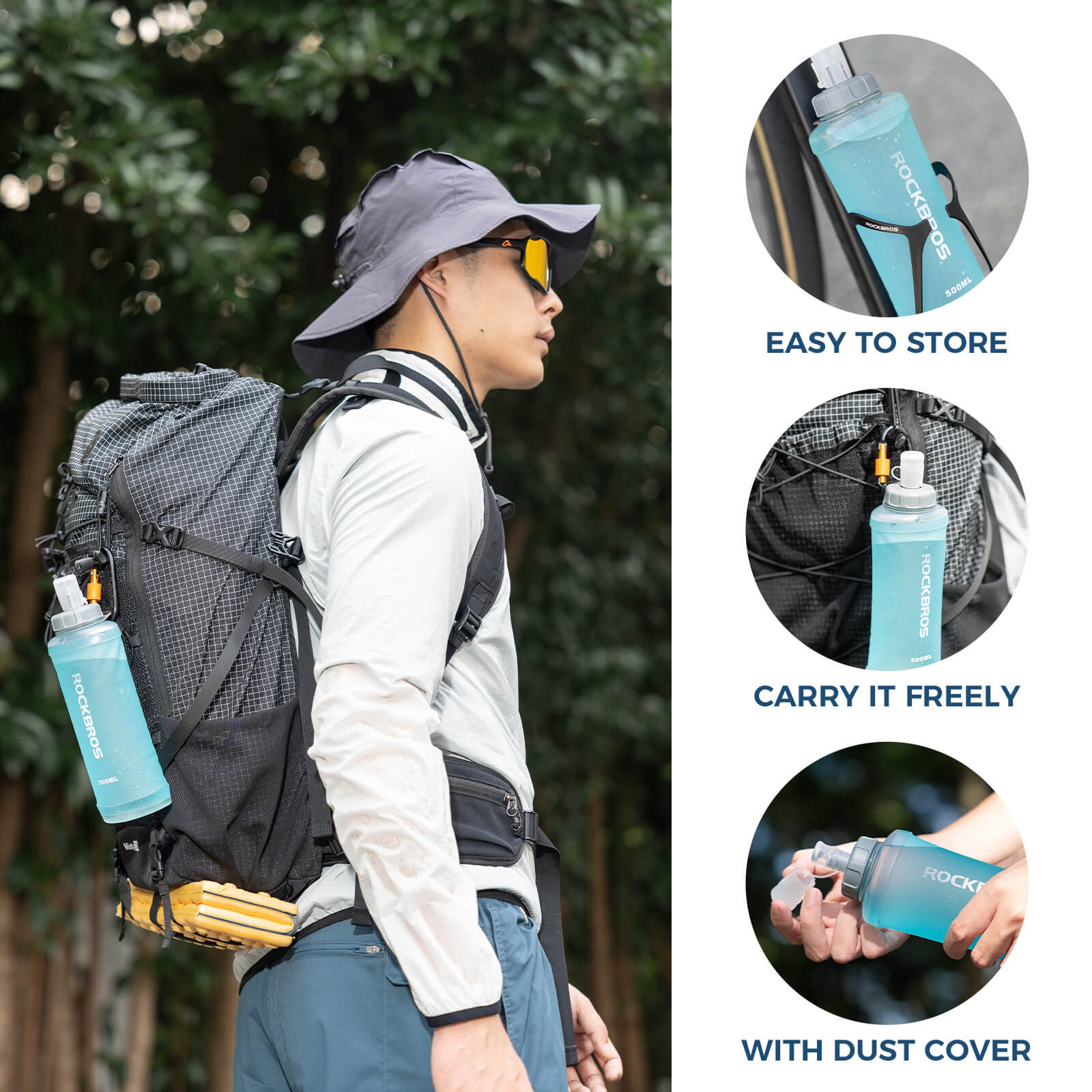 ROCKBROS 500ml water soft flask for running and outdoor hydration