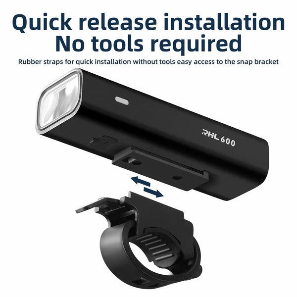 ROCKBROS high-performance 600-lumen front bike light, visible day and night, rechargeable
#Color_Black