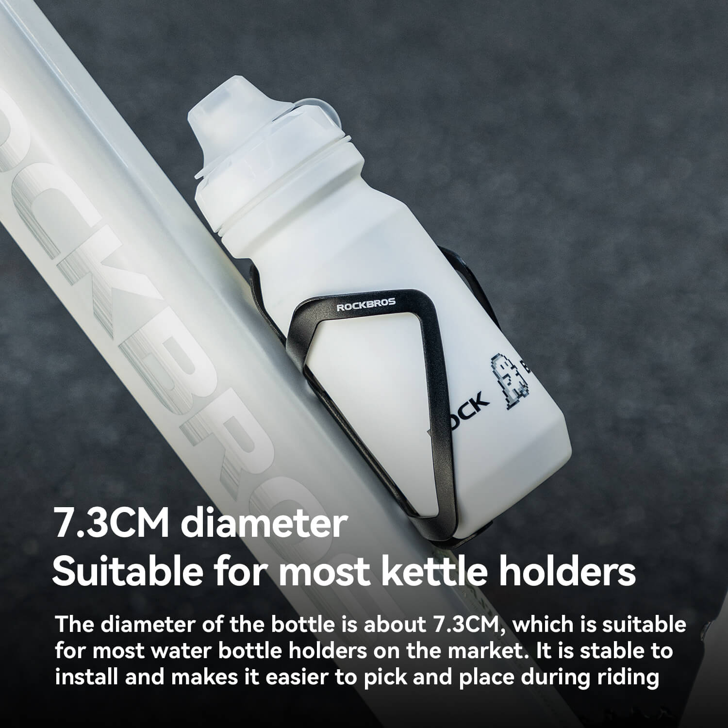 ROCKBROS 600ml bike water bottle with soft skin-feeling grip and pull-top lid