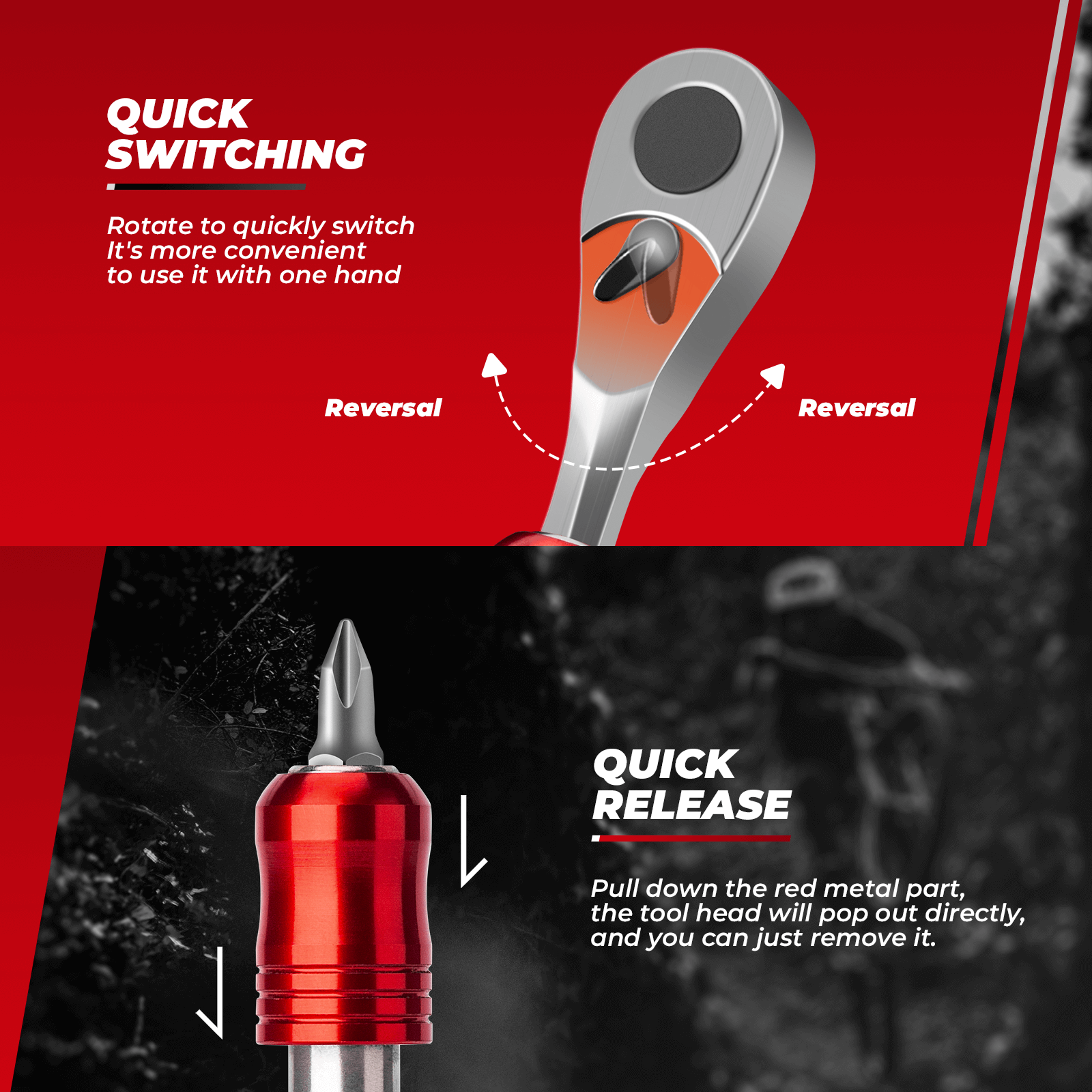 ROCKBROS 72-tooth ratchet wrench tool set with detachable design