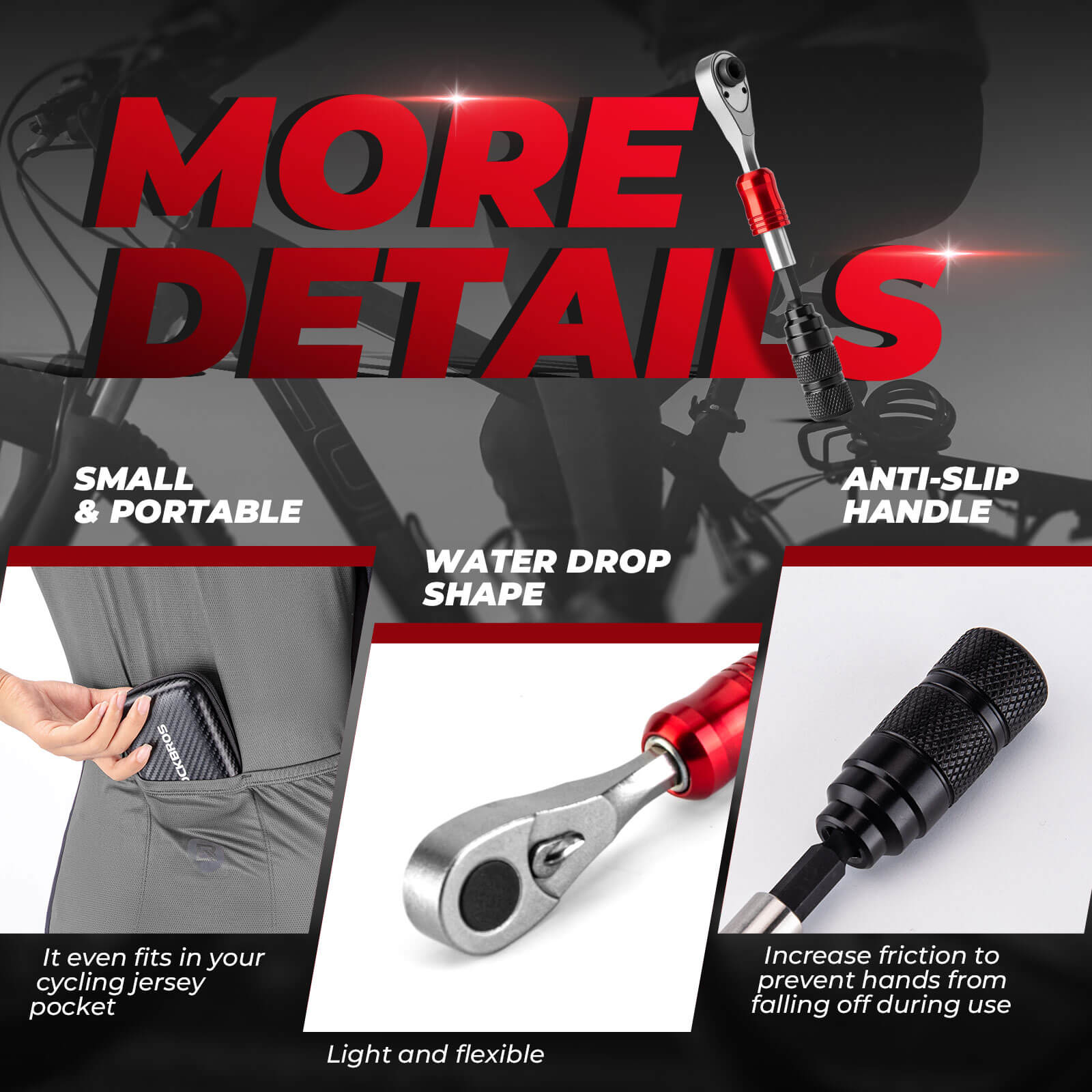 ROCKBROS 72-tooth ratchet wrench tool set with detachable design