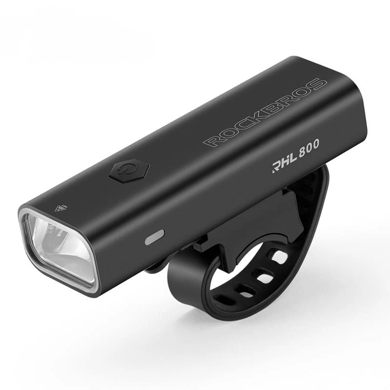 ROCKBROS 800 Lumen Bike Headlight with USB-C Charging, Dual Beam, Aluminum Body, and Waterproof Design