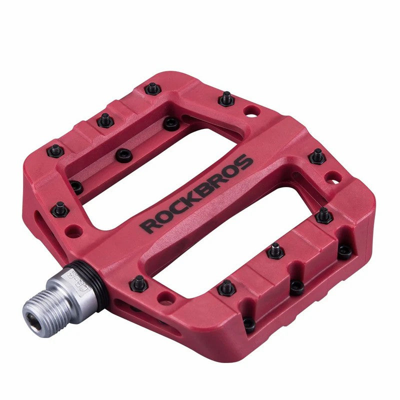 ROCKBROS 9/16" nylon bike pedals with high-speed bearings for smooth cycling performance
#Color_Red