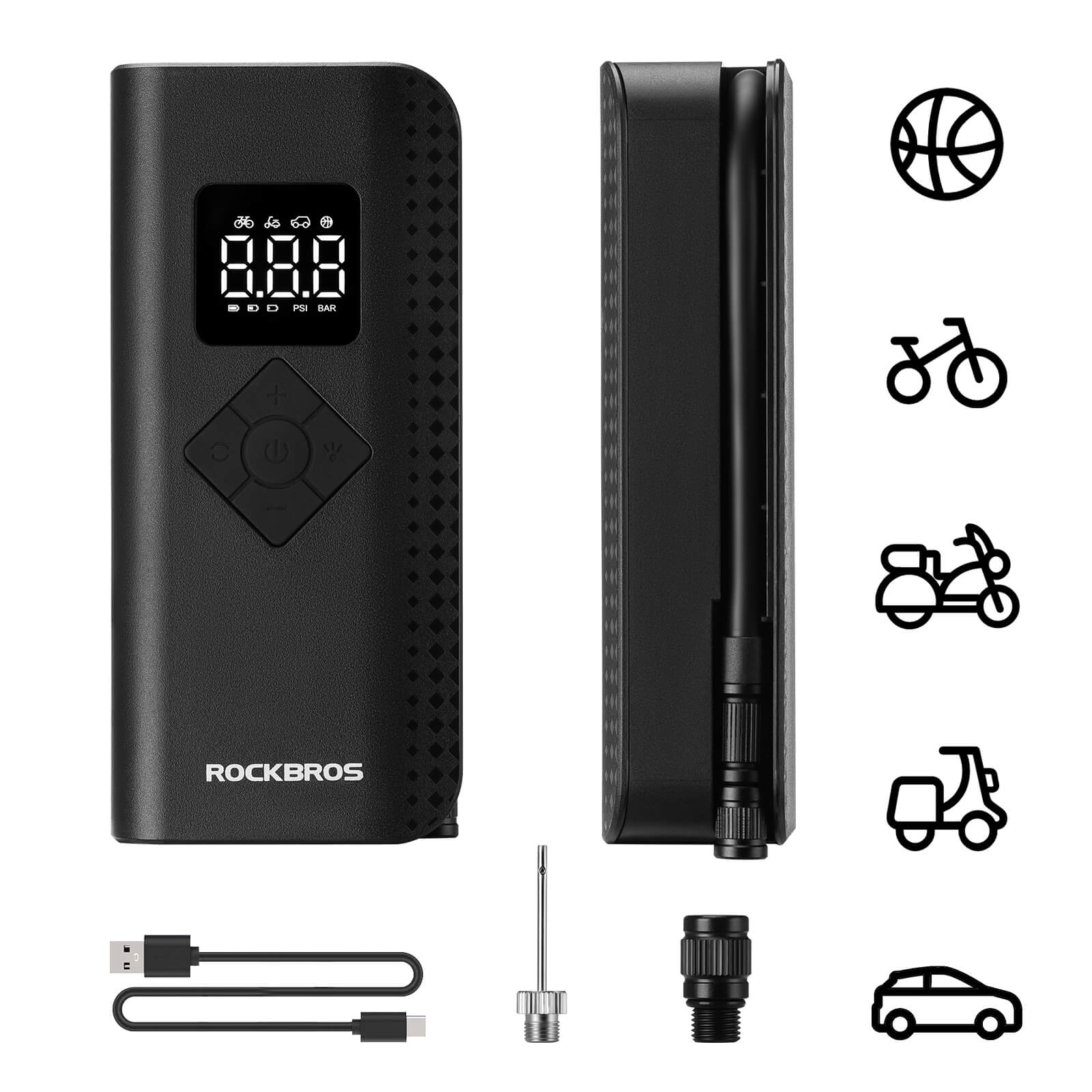 ROCKBROS A13 Mini Electric Air Bike Tire Pump 150PSI for quick inflation