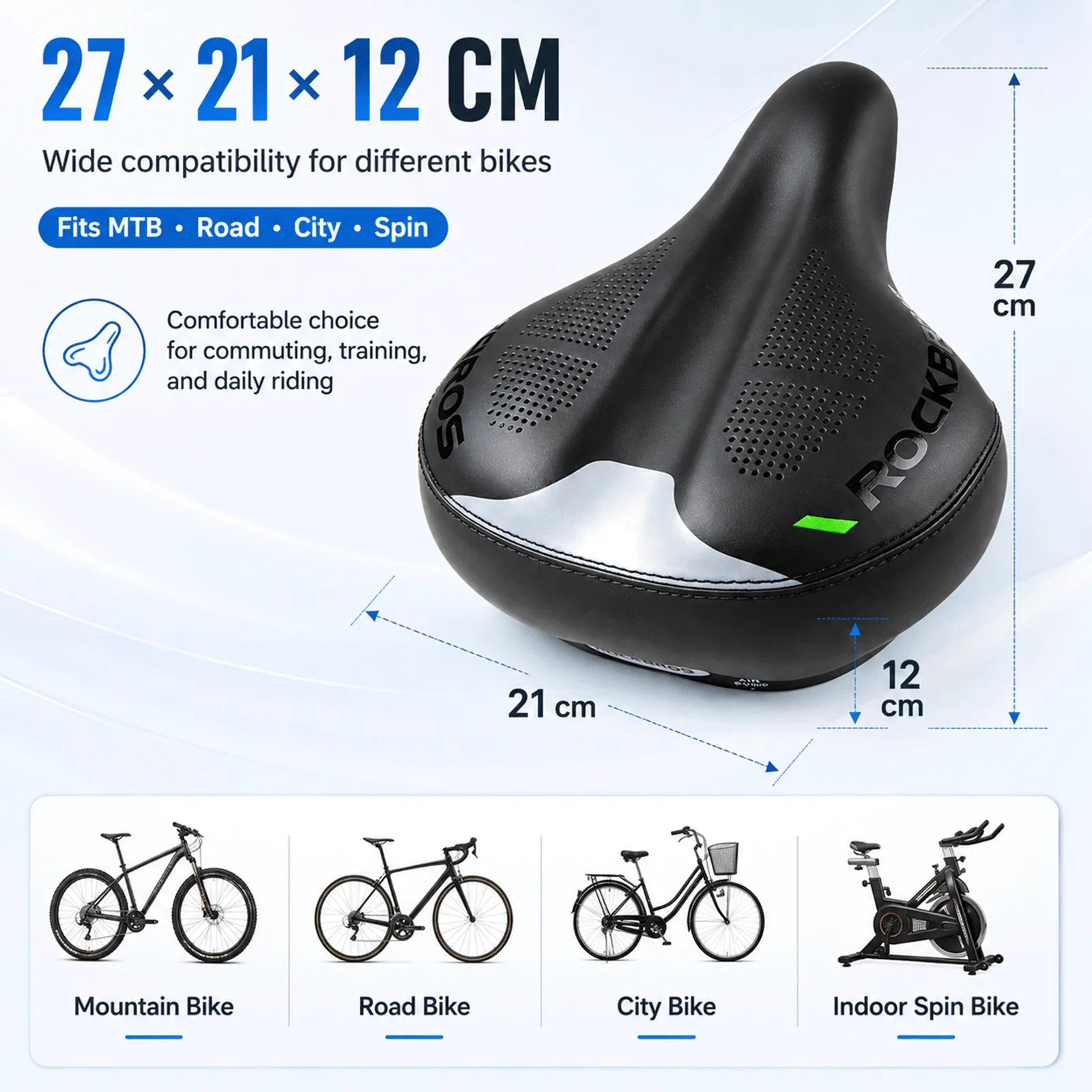 ROCKBROS adjustable air cushion bike saddle for personalized comfort