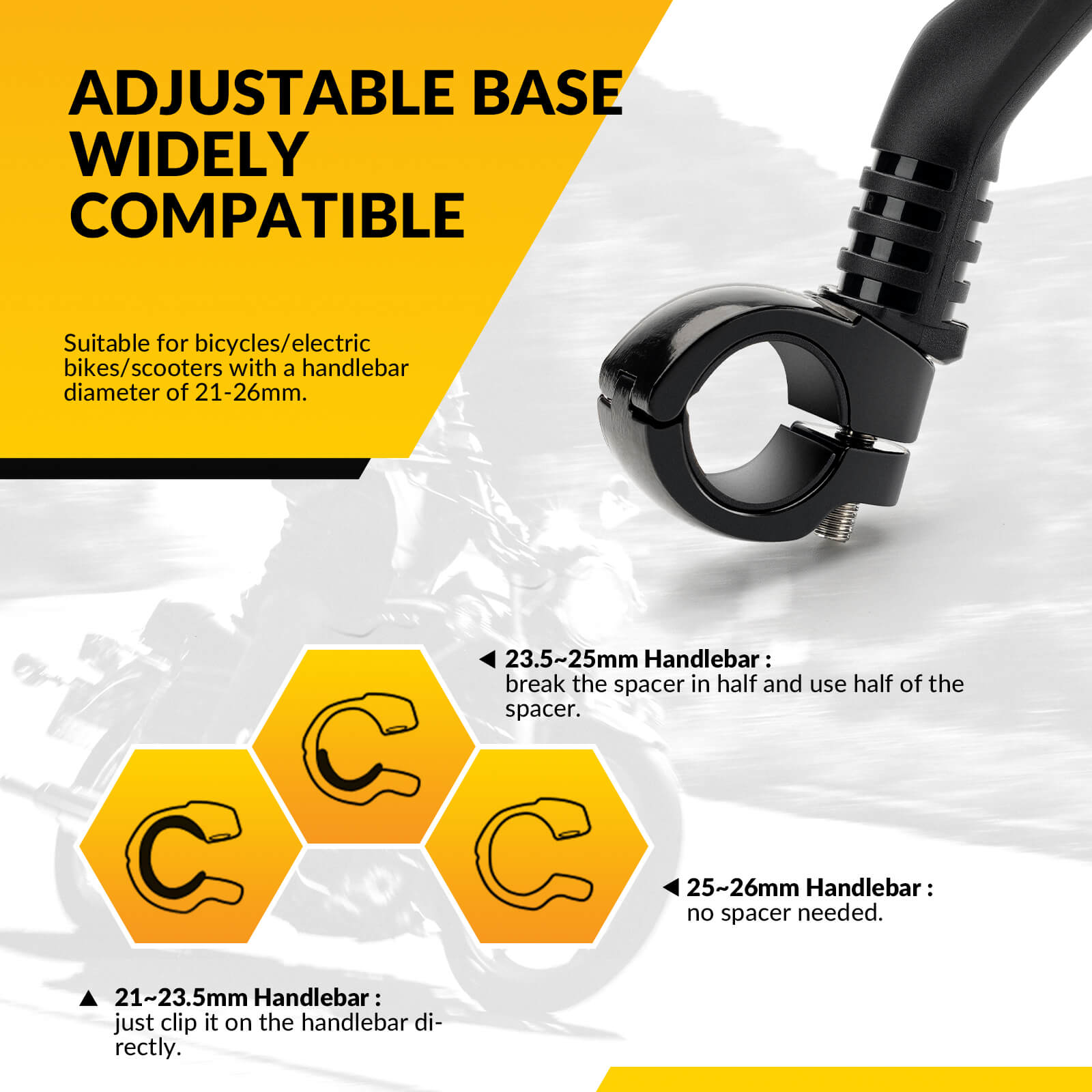 ROCKBROS adjustable bike handlebar rear view mirror with wide-angle HD lens and stable mount for safe rides