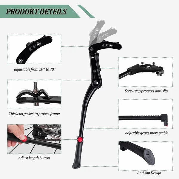 ROCKBROS adjustable bike kickstand for 24-29 inch bicycles, sturdy and rust-resistant