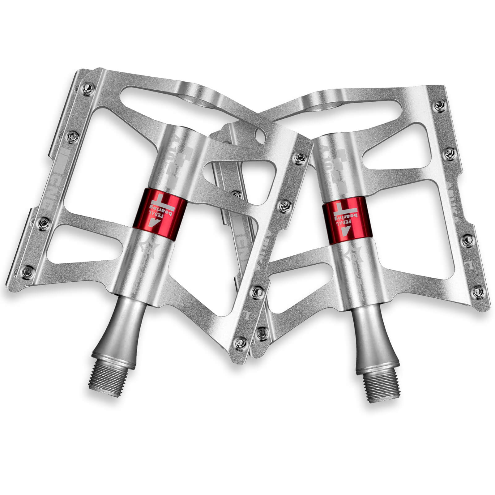 ROCKBROS Aluminum Alloy 4 Bearings Bike Pedals with wide platform, anti-slip studs
#Color_Silver