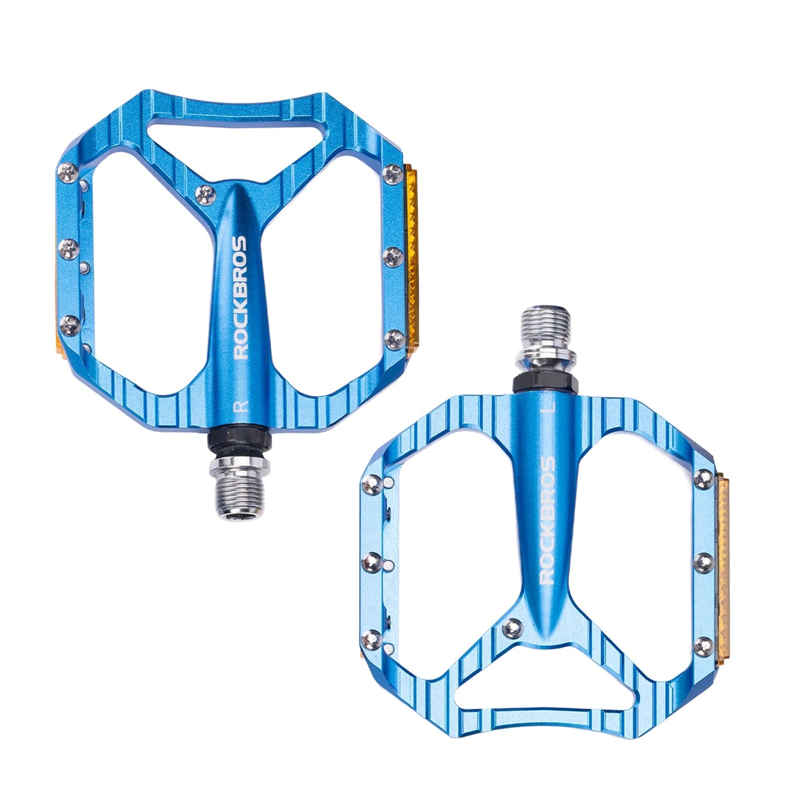ROCKBROS Aluminum Alloy Lightweight Reflective Bike Pedals with Anti-Slip Studs and Cr-Mo Steel Axle
#Color_Blue