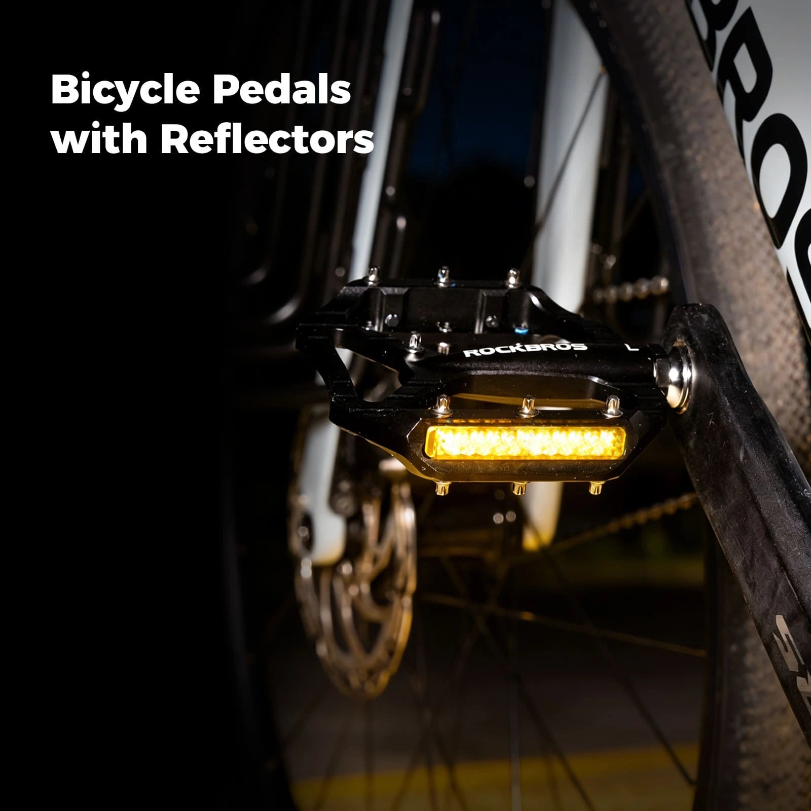 ROCKBROS Aluminum Alloy Lightweight Reflective Bike Pedals with Anti-Slip Studs and Cr-Mo Steel Axle