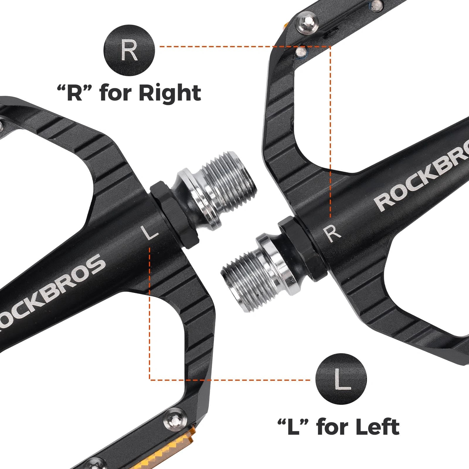 ROCKBROS Aluminum Alloy Lightweight Reflective Bike Pedals with Anti-Slip Studs and Cr-Mo Steel Axle