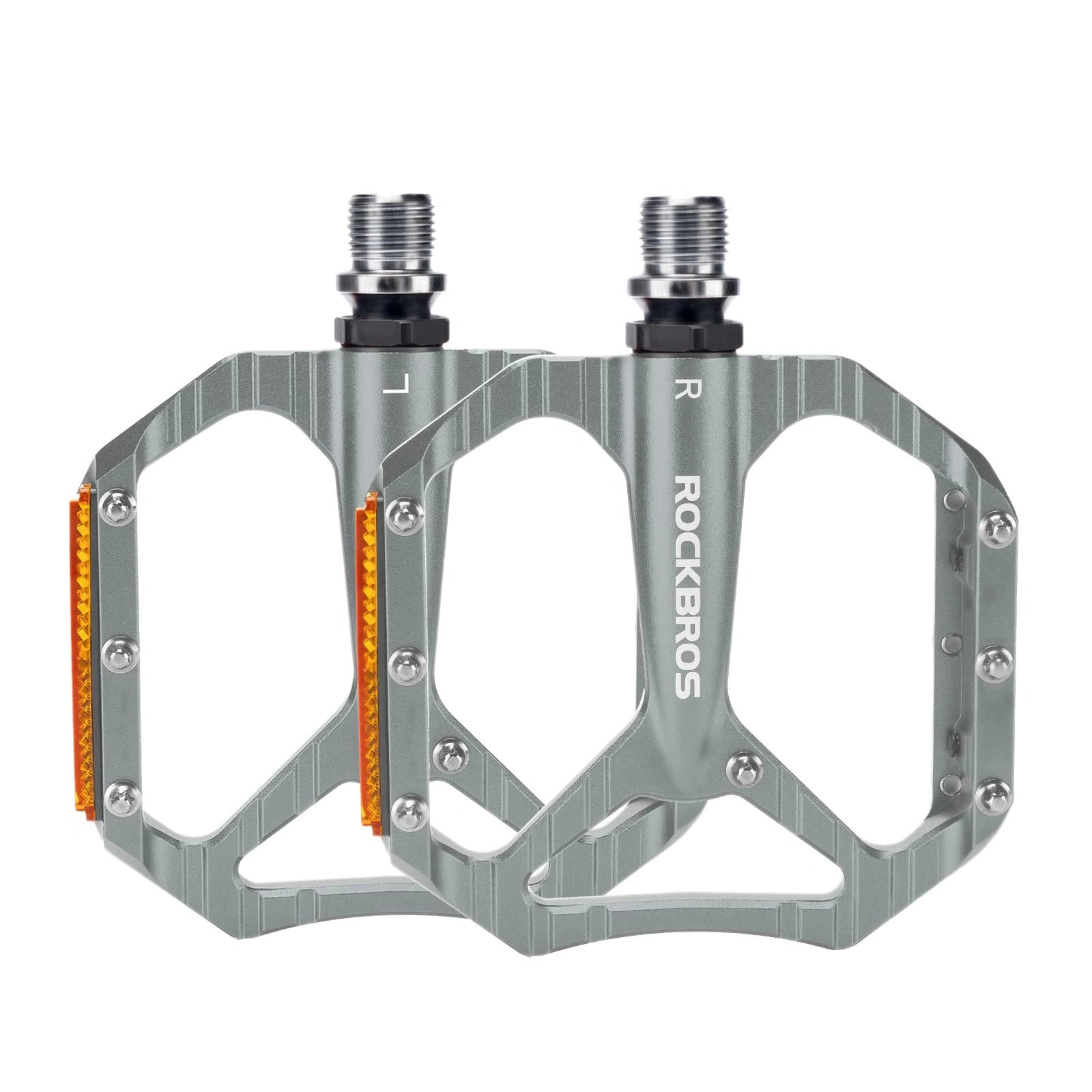 ROCKBROS Aluminum Alloy Lightweight Reflective Bike Pedals with Anti-Slip Studs and Cr-Mo Steel Axle
#Color_Titanium