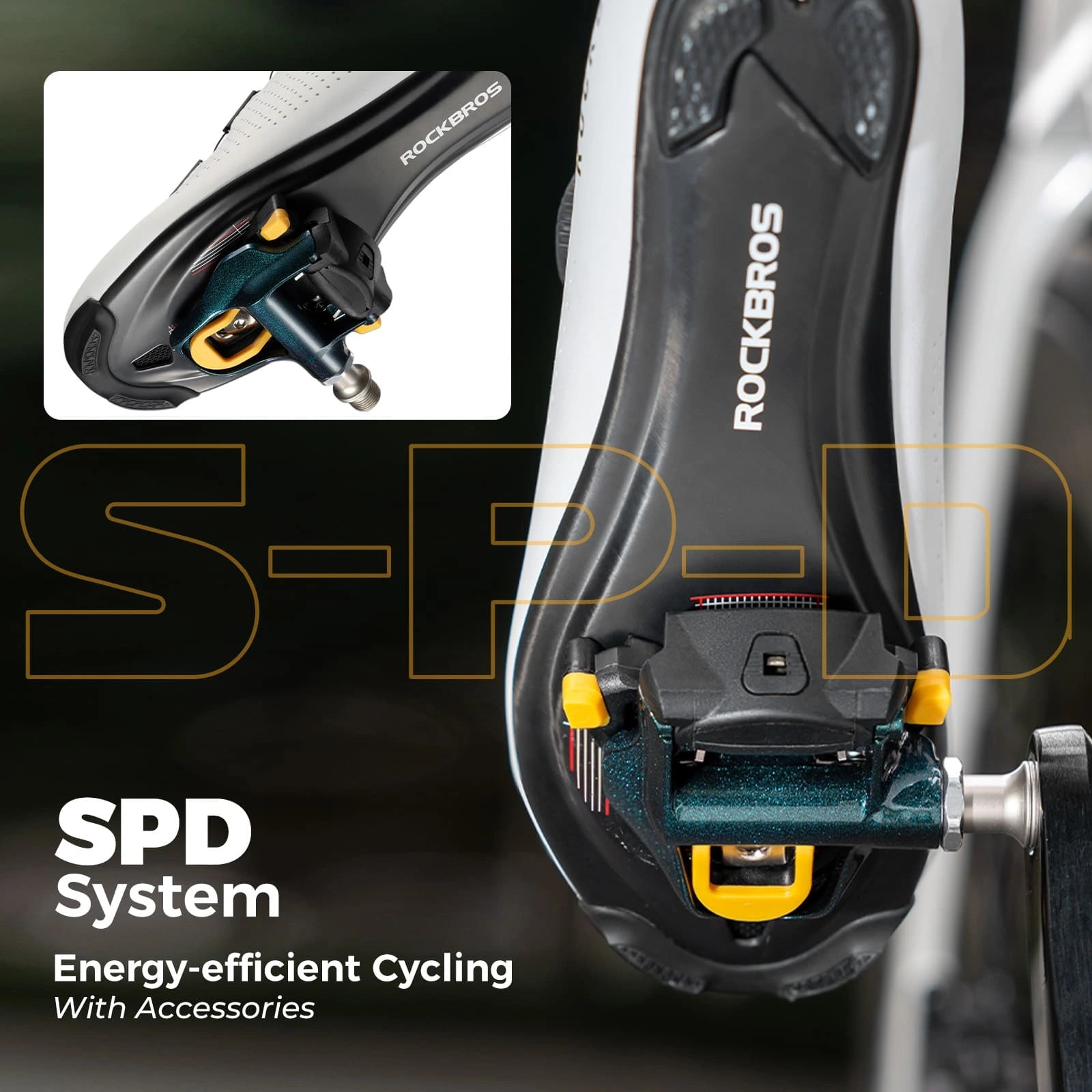 ROCKBROS Aluminum Alloy SPD Road Bike Pedals with Wide Platform, Sealed Bearings and Included Cleats for Road Cycling