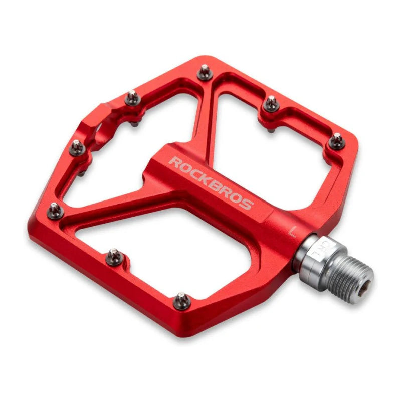 ROCKBROS Aluminum Bearing Bike Pedals with wide platform, lightweight design, and sealed bearings for smooth, stable cycling
#Color_Red