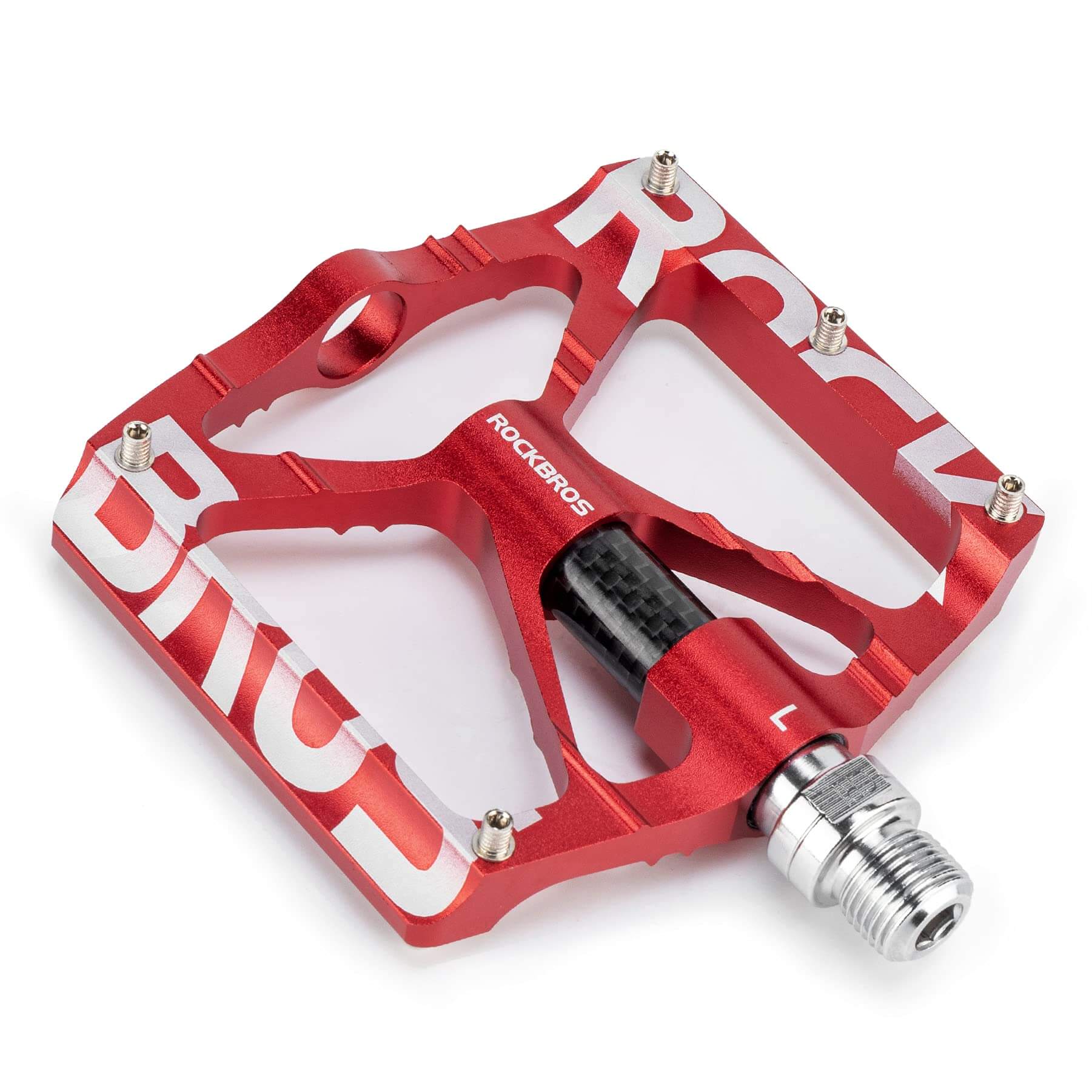 ROCKBROS 9/16" platform MTB pedals with durable aluminum body
#Color_Red