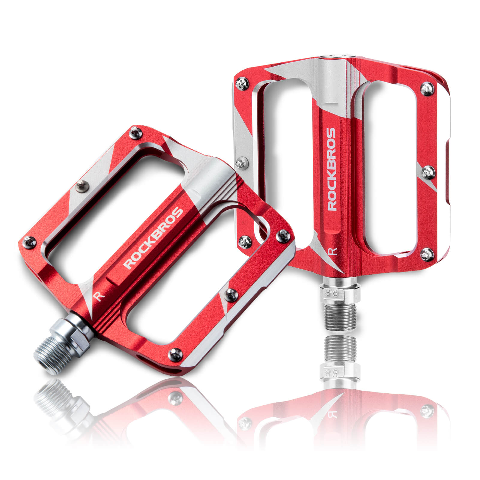 ROCKBROS aluminum alloy bike pedals with sealed bearings for smooth and durable pedaling
#Color_Red