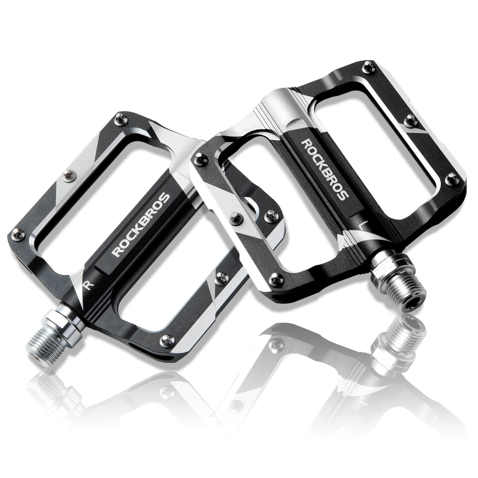 ROCKBROS aluminum alloy bike pedals with sealed bearings for smooth and durable pedaling
#Color_Black