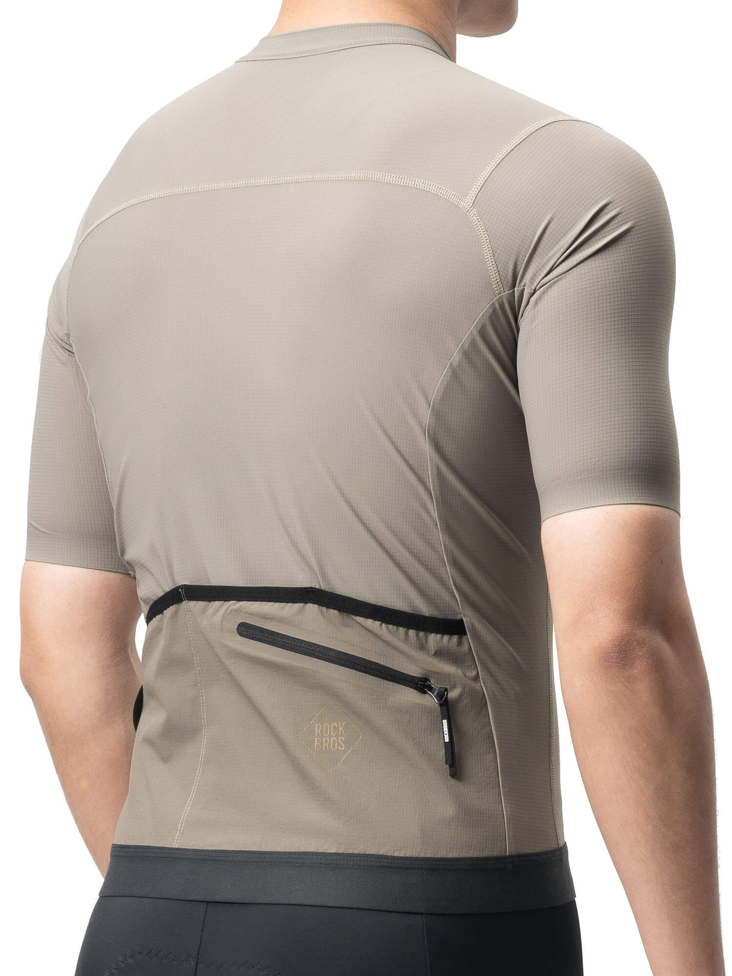 ROCKBROS Amber men’s short-sleeve breathable cycling jersey with rear pockets
#Color_Khaki