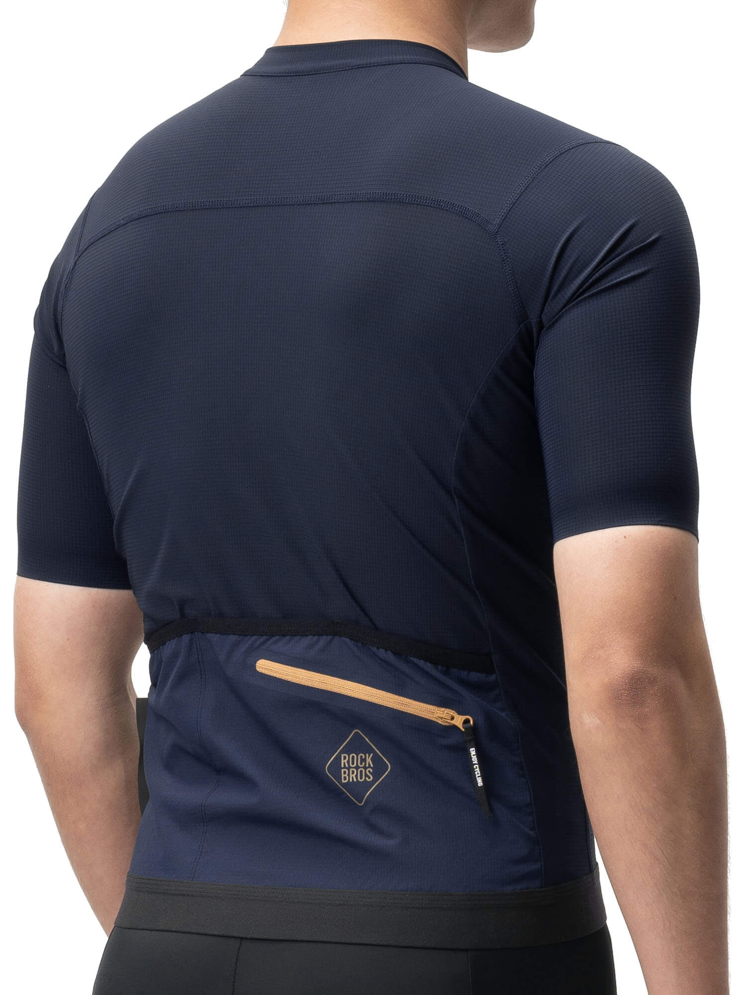 ROCKBROS Amber men’s short-sleeve breathable cycling jersey with rear pockets
#Color_Dark blue