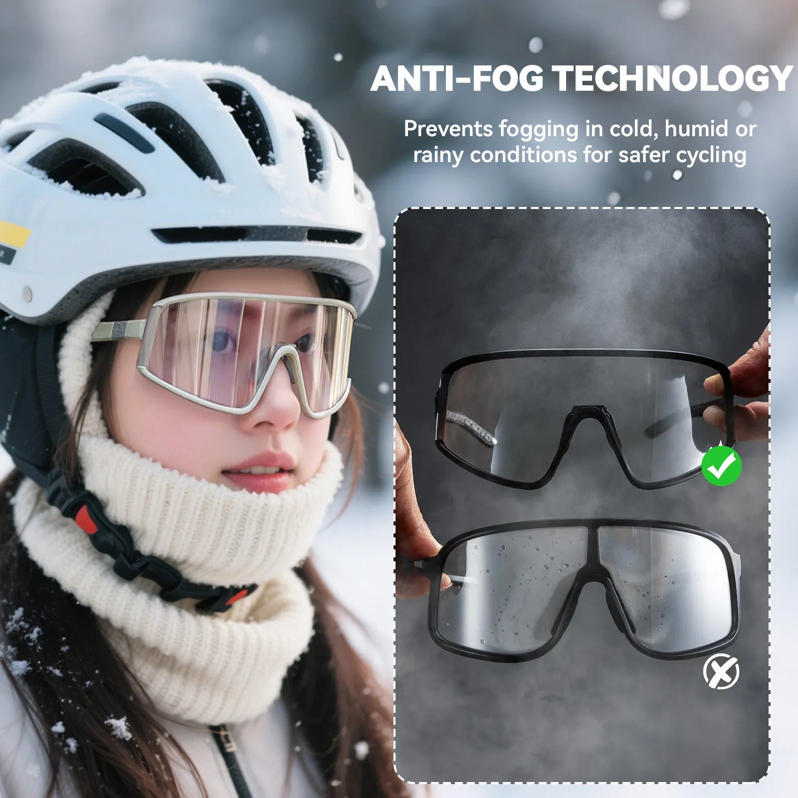 ROCKBROS lightweight photochromic sports sunglasses for cycling and hiking with UV400 protection