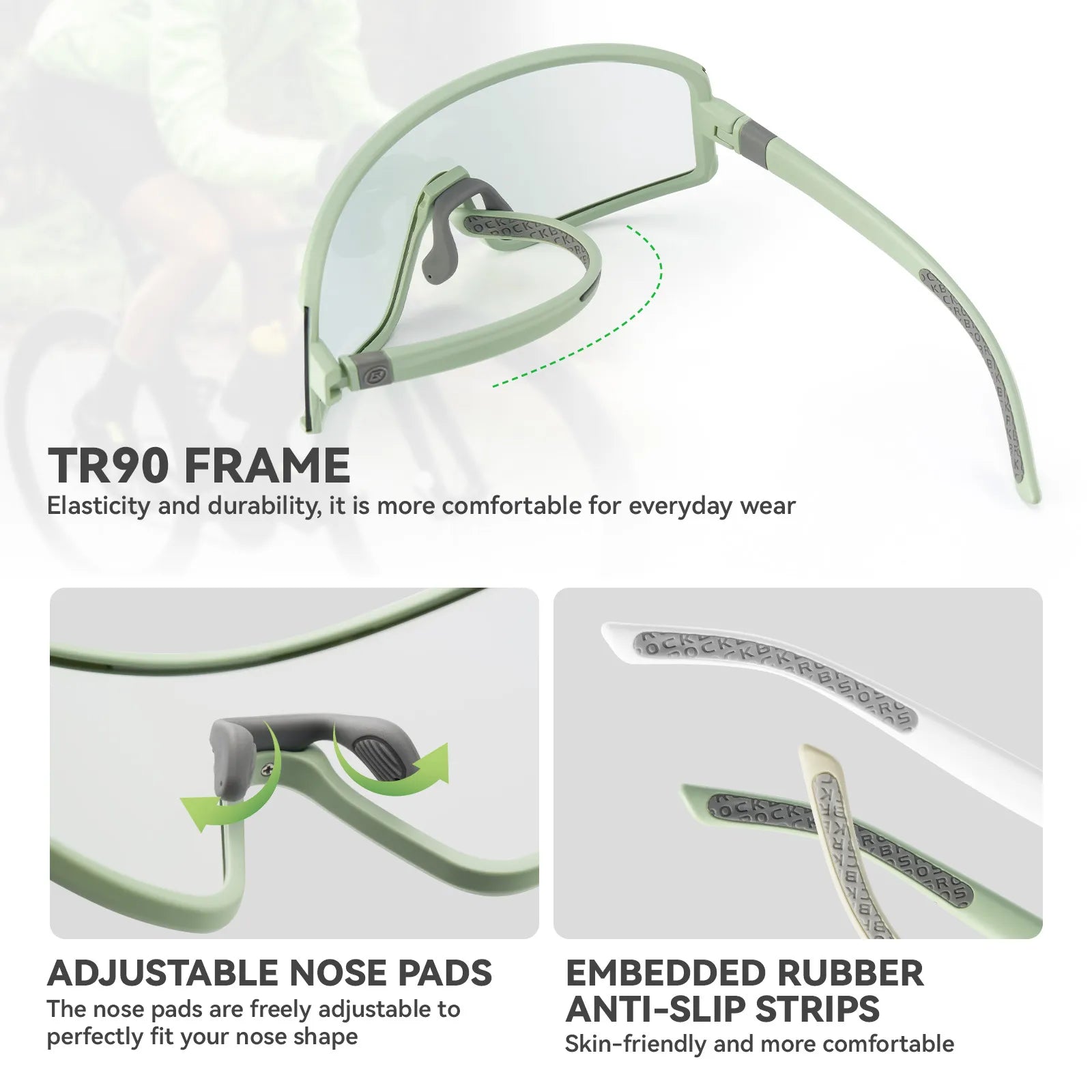 ROCKBROS lightweight photochromic sports sunglasses for cycling and hiking with UV400 protection