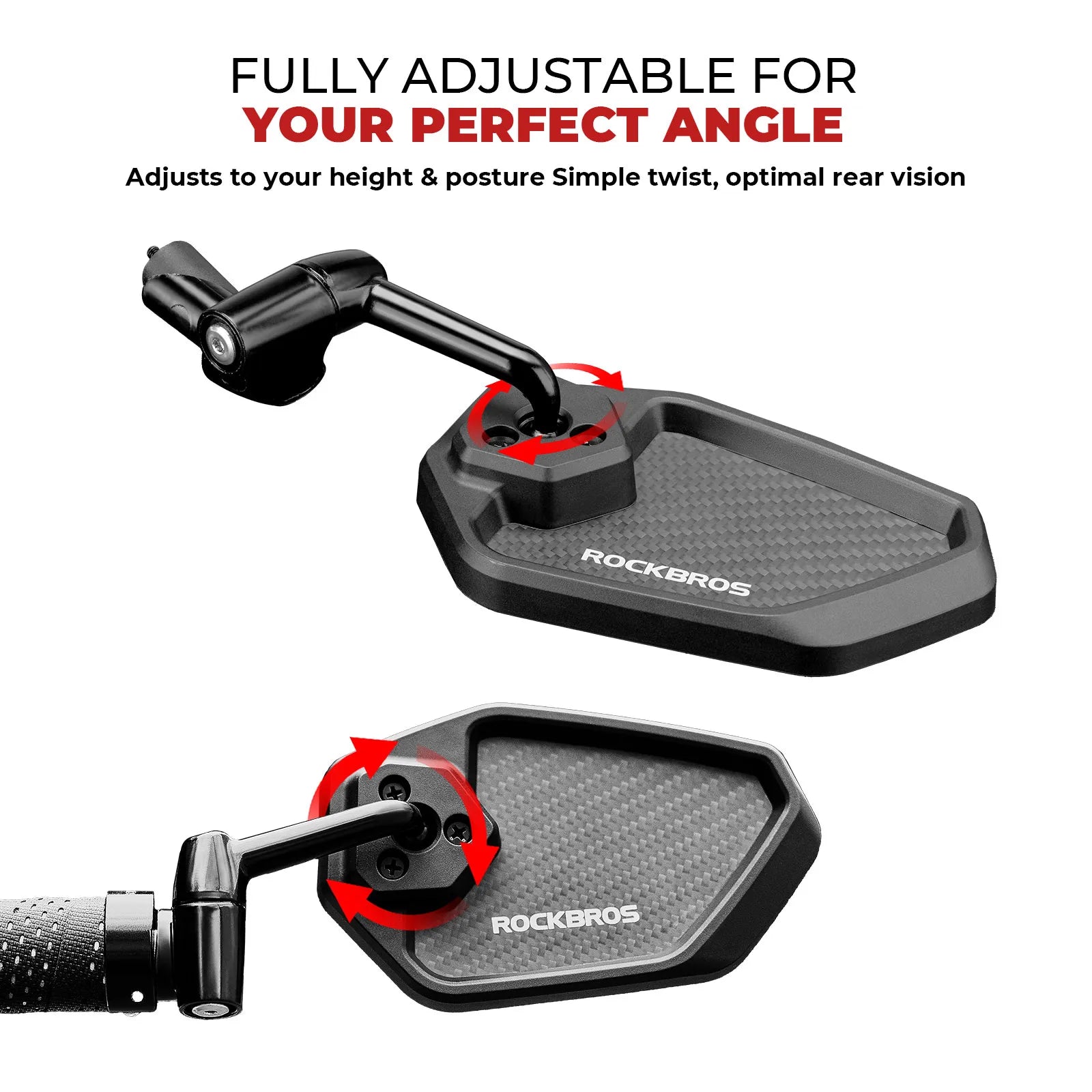ROCKBROS anti-glare bar end bike mirror with blue convex lens for safer cycling and reduced blind spots