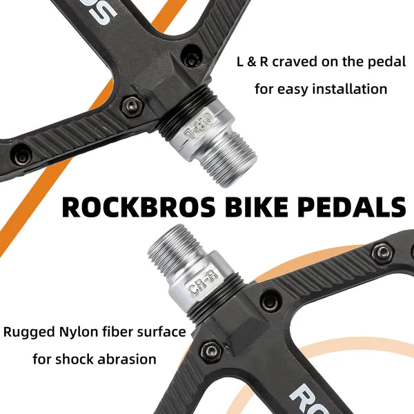 ROCKBROS Anti-Slip Wide Nylon Comfort Bike Pedals with Cr-Mo Steel Spindle, Sealed DU Bearings, and 9/16 Inch Fit
#Color_Black