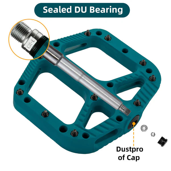 ROCKBROS Anti-Slip Wide Nylon Comfort Bike Pedals with Cr-Mo Steel Spindle, Sealed DU Bearings, and 9/16 Inch Fit
#Color_Blue