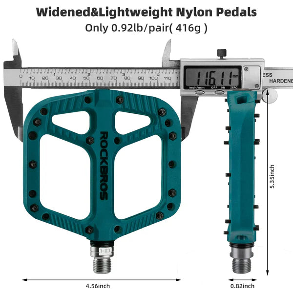ROCKBROS Anti-Slip Wide Nylon Comfort Bike Pedals with Cr-Mo Steel Spindle, Sealed DU Bearings, and 9/16 Inch Fit
#Color_Blue