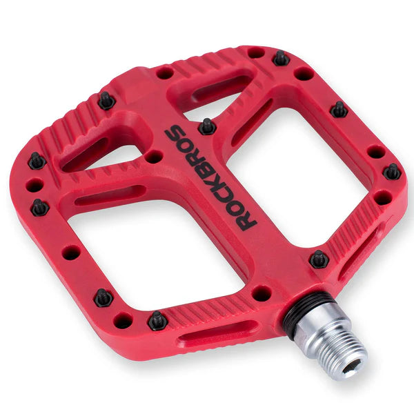 ROCKBROS Anti-Slip Wide Nylon Comfort Bike Pedals with Cr-Mo Steel Spindle, Sealed DU Bearings, and 9/16 Inch Fit
#Color_Red