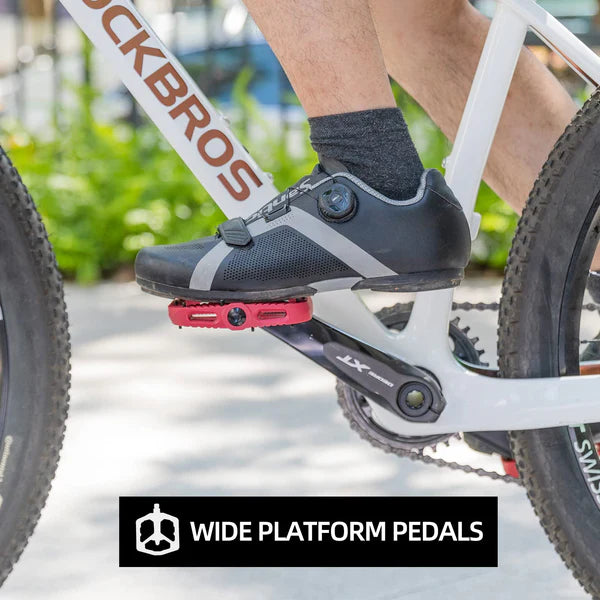 ROCKBROS Anti-Slip Wide Nylon Comfort Bike Pedals with Cr-Mo Steel Spindle, Sealed DU Bearings, and 9/16 Inch Fit
#Color_Red