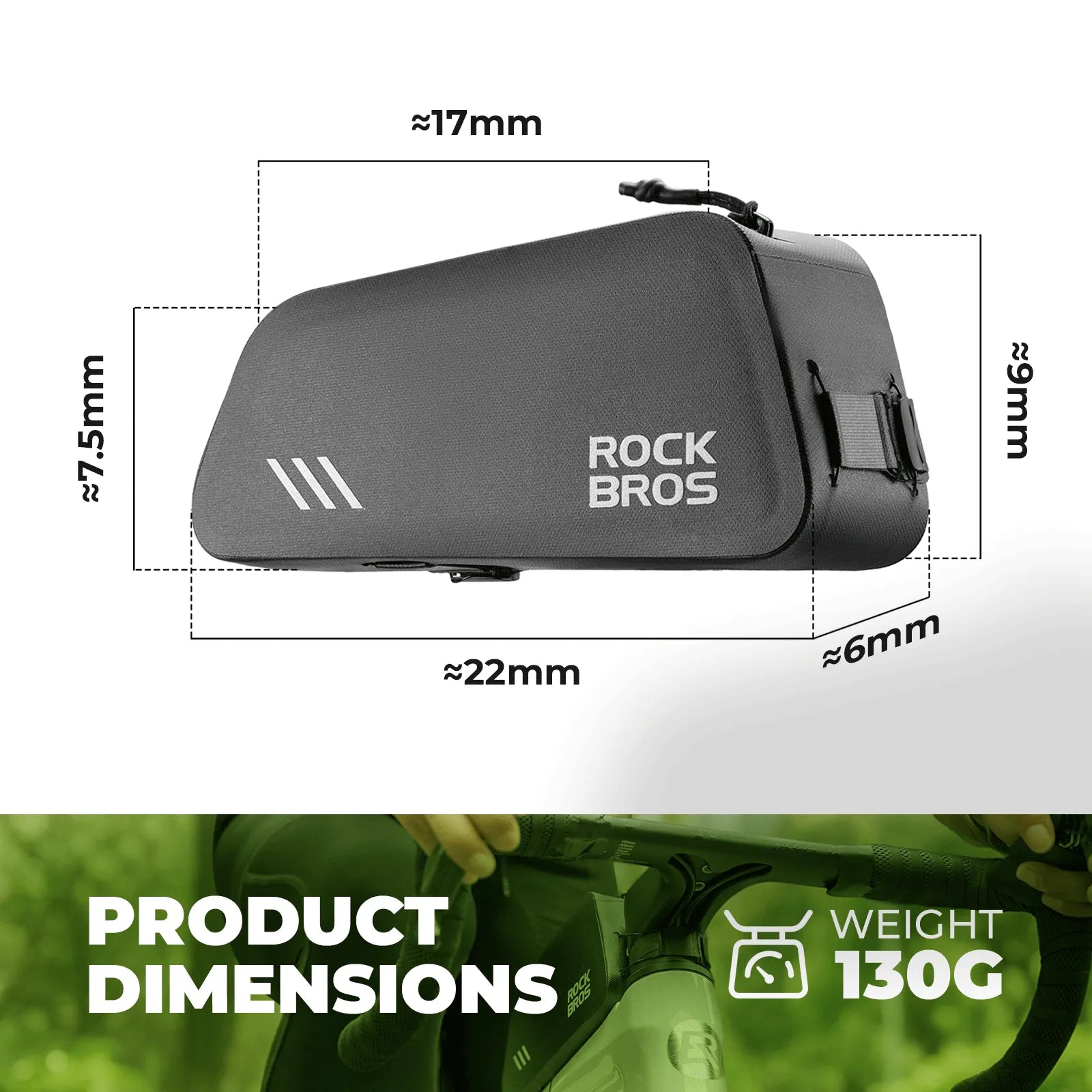 ROCKBROS AS-172 waterproof bike top tube bag with 0.9L storage for road, mountain, and gravel bikes