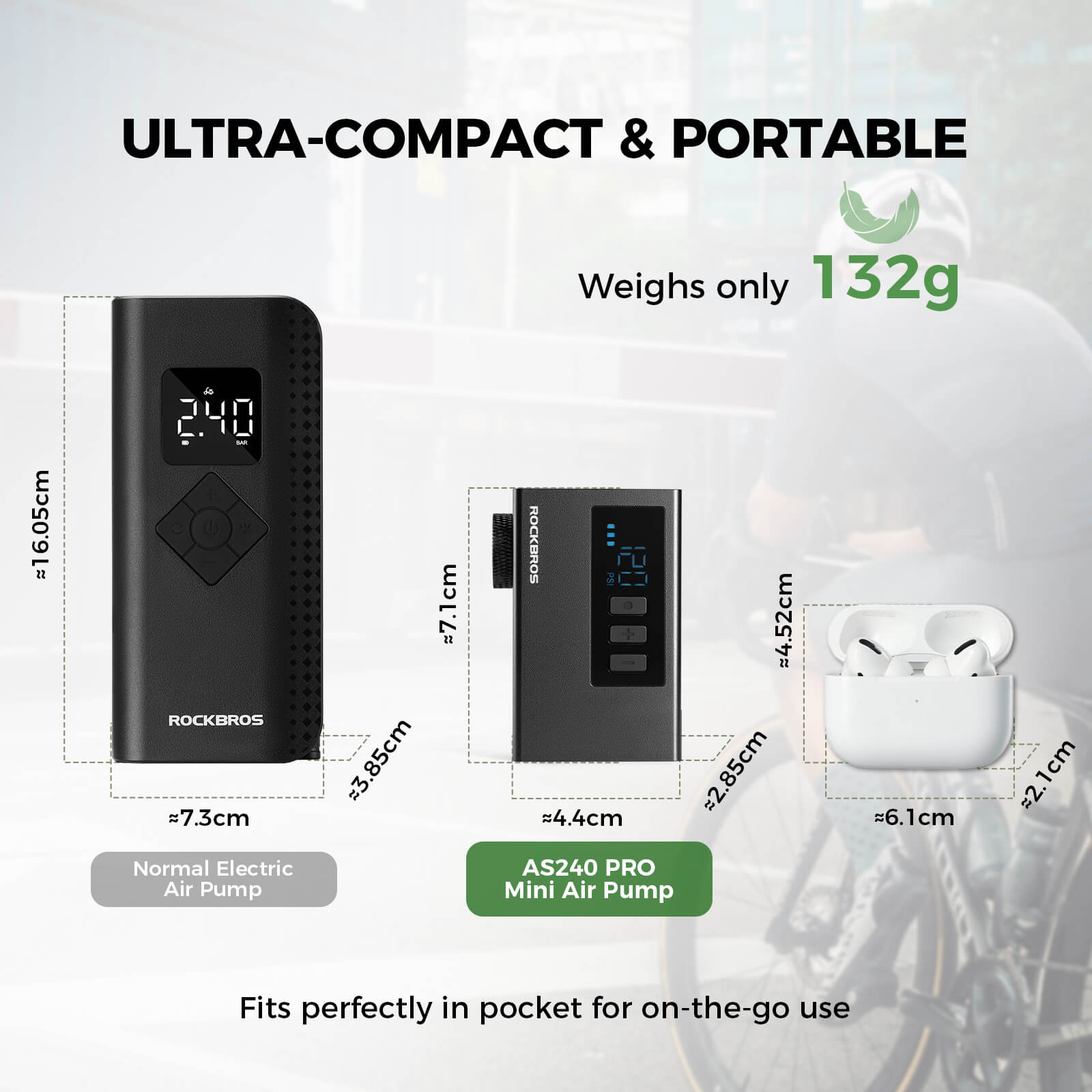 AS240 PRO Mini Electric Bike Pump