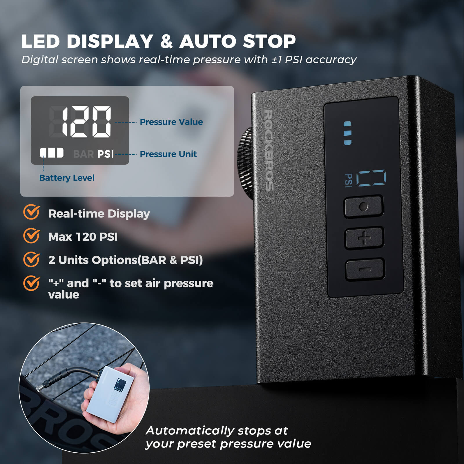 AS240 PRO Mini Electric Bike Pump