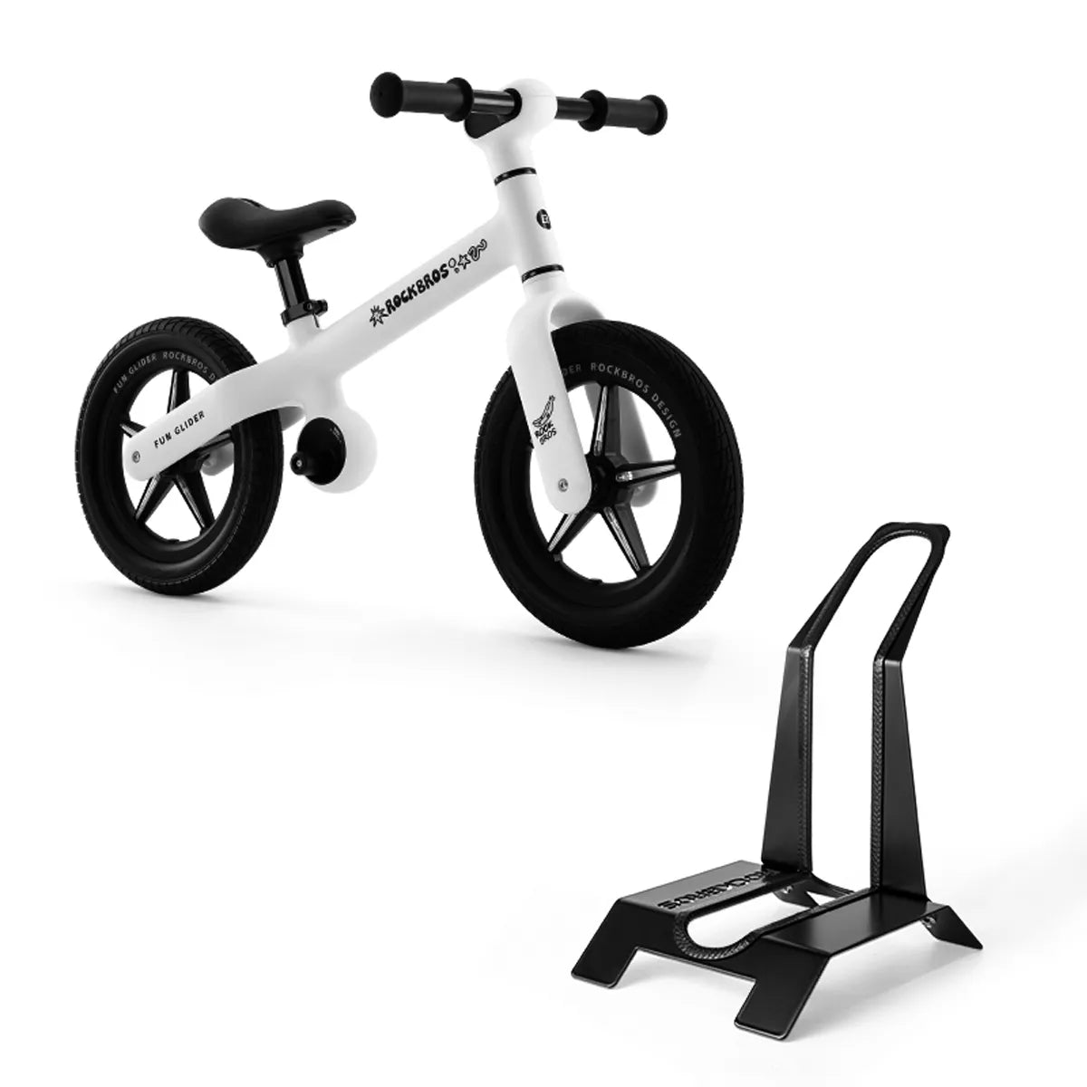 ROCKBROS kids balance bike and parking stand bundle for beginner riders and outdoor play
