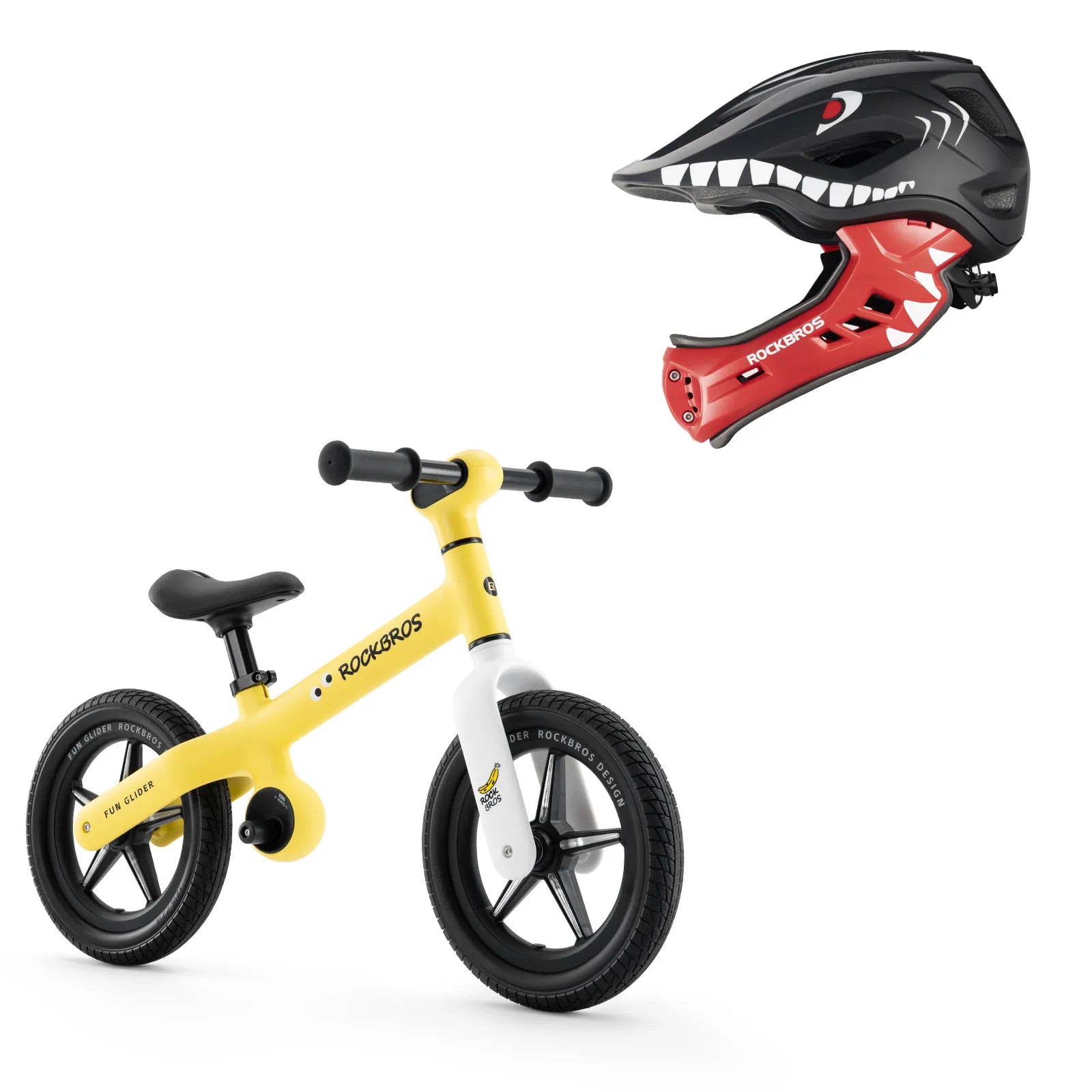 ROCKBROS balance bike and helmet starter kit for young riders learning balance, coordination, and cycling skills
#Color_Yellow
