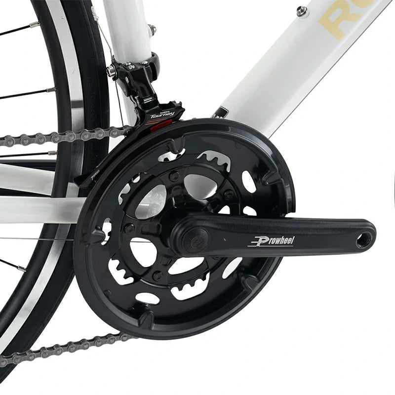 ROCKBROS beginner road bike with aluminum frame and 700C wheels
#Color_White
