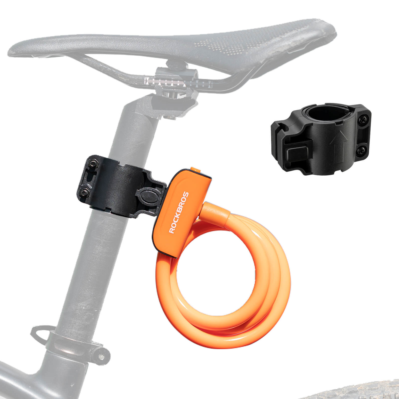 ROCKBROS Bicycle Cable Lock mounted on bike frame
#Color_Orange