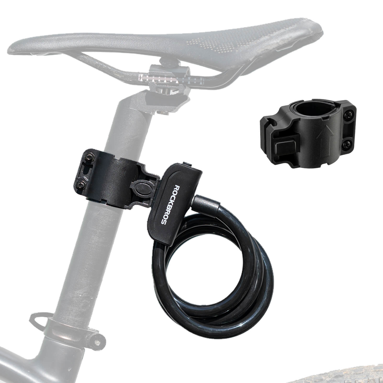 ROCKBROS Bicycle Cable Lock mounted on bike frame
#Color_Black