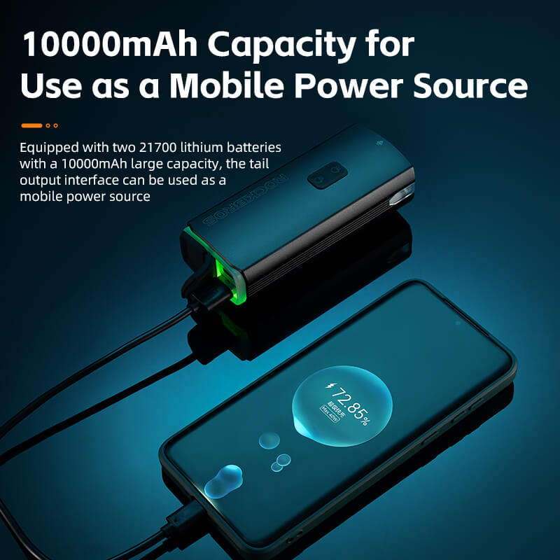 Bike headlight with 10000mAh battery and Type-C power bank function