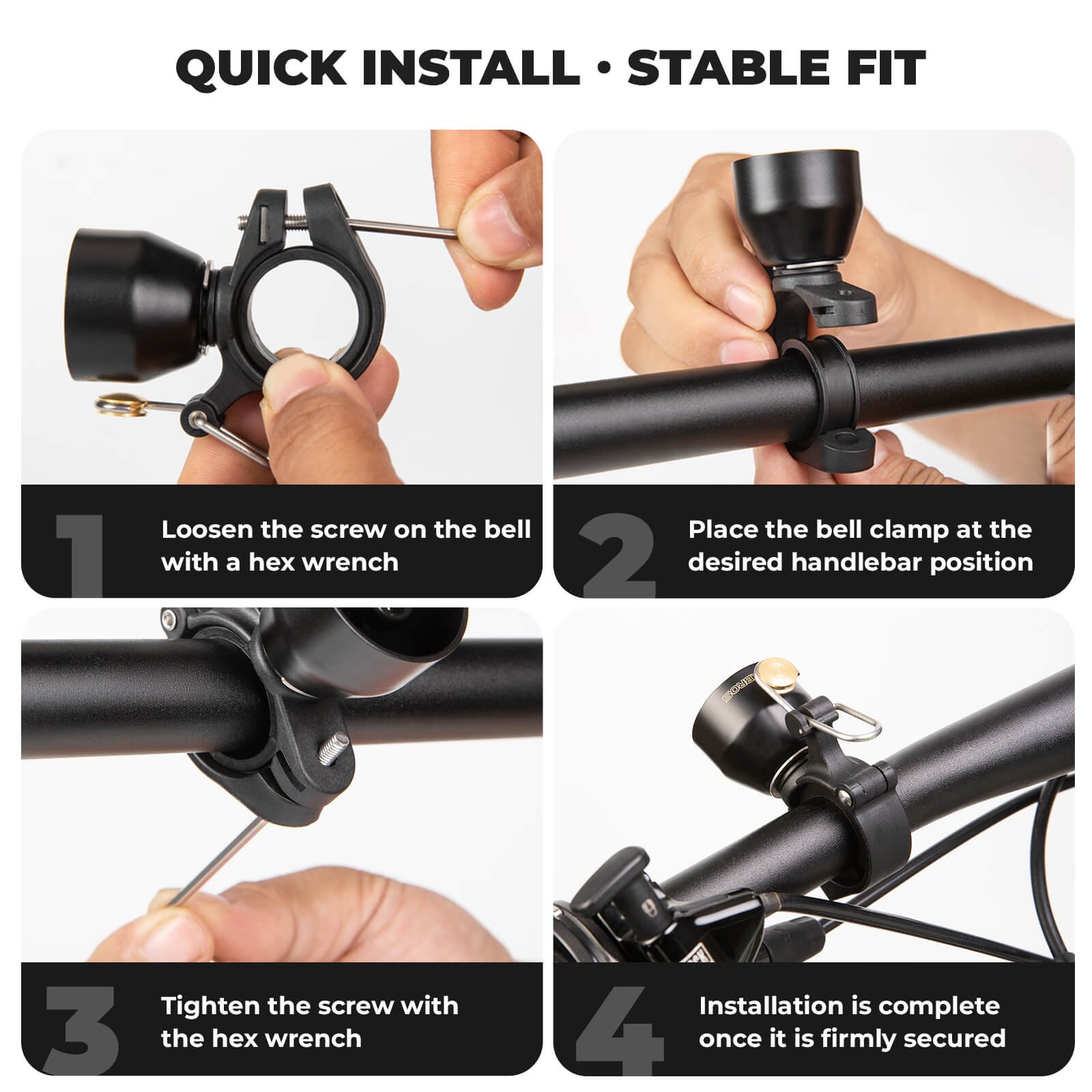 ROCKBROS bike bell for handlebars with loud and clear sound