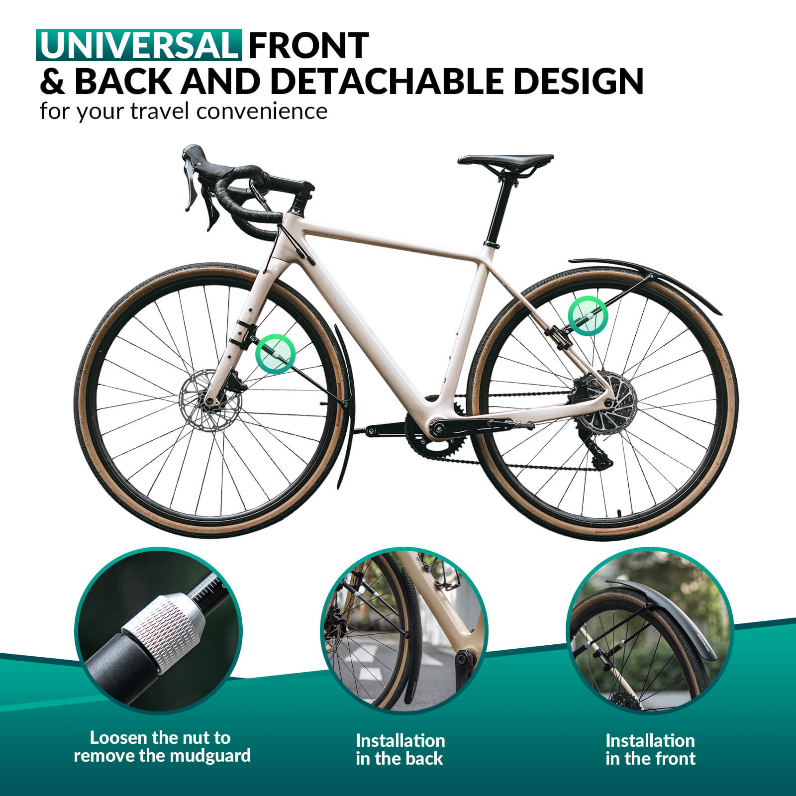 ROCKBROS 700C bike fenders with quick release and adjustable design