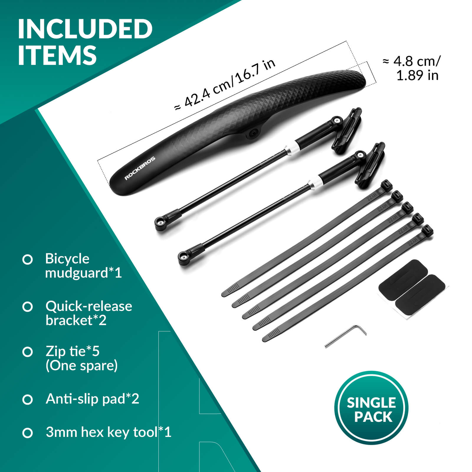 ROCKBROS 700C bike fenders with quick release and adjustable design
#style_1 PCS