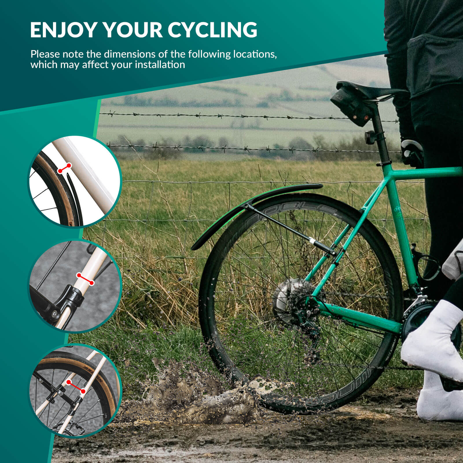 ROCKBROS 700C bike fenders with quick release and adjustable design