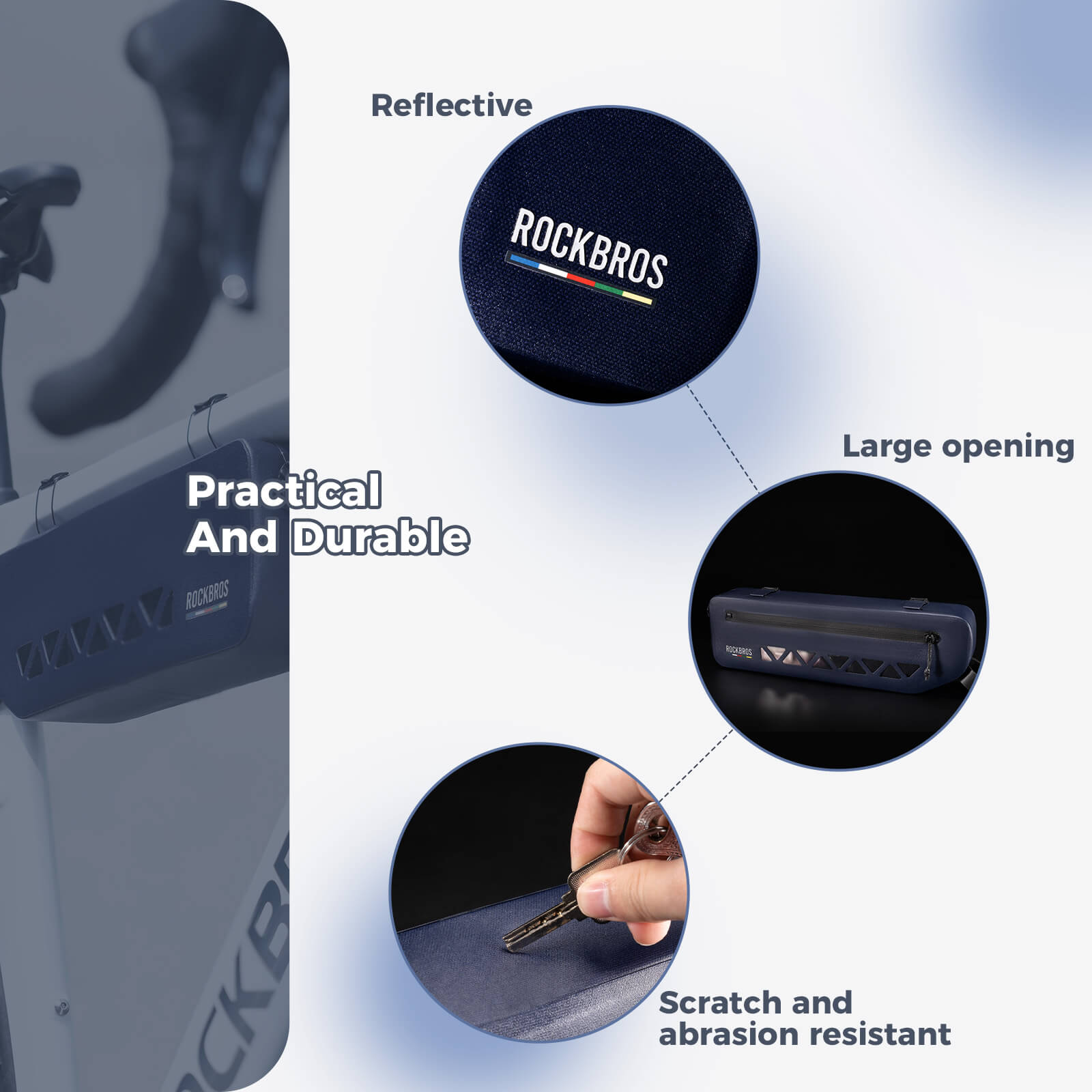 ROCKBROS Bike Frame Bag 100% Waterproof 1.7L Bicycle Storage Bag
