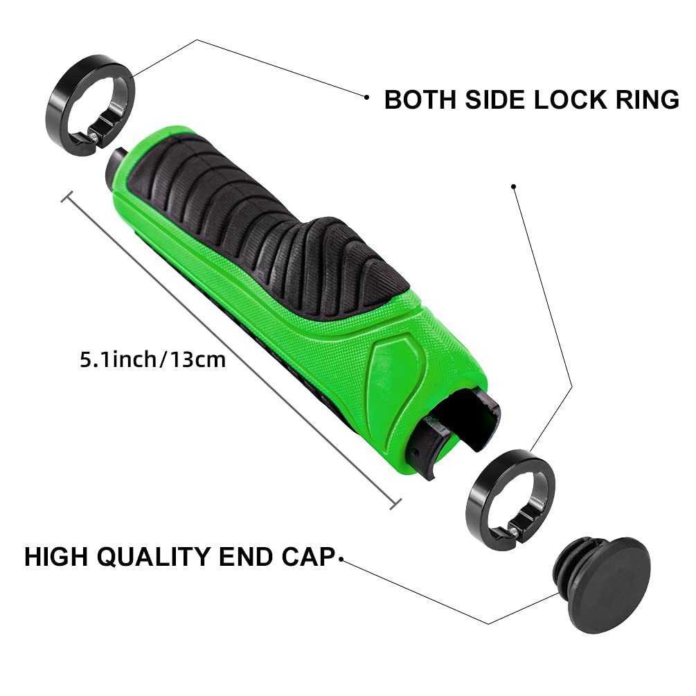 ROCKBROS bike handle grips with ergonomic design and lock-on clamps for MTB
#Color_Green